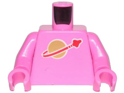 LEGO onderdeel Torso Space Classic Moon Logo High on Torso Pattern, Inside with Ribs (second reissue) / Dark Pink Arms / Dark Pink Hands (973p90new2c09)