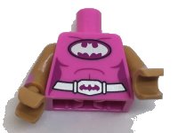 LEGO part Torso Batman Female Logo on Magenta Oval and Silver Belt with Bat Buckle Pattern / Medium Nougat Arms with Cuffs Pattern / Medium Nougat Hands 973pb2570c01