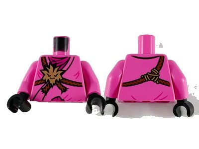 LEGO onderdeel Torso Ninjago Brown Rope, Gold Medallion and Magenta Undershirt Pattern / Dark Pink Arms / Black Hands (973pb3763c01)