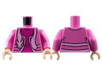 LEGO part Torso Jacket with Bright Pink Hems and Cat Stole, Magenta Shirt Pattern / Dark Pink Arms / Light Nougat Hands 973pb4900c01