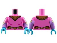 LEGO part Torso Female Uniform with Gold Shoulder Armor with Rivets and Belt with Oval Buckle Pattern / Medium Lavender Arms with Molded Dark Pink Short Sleeves and Printed Atoms and Gold Stripes Pattern / Medium Azure Hands 973pb5641c01