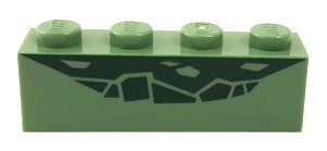 LEGO onderdeel Brick 1 x 4 with Dark Green Reptile Scale Pattern (3010pb230)