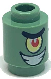 LEGO part Brick, Round 1 x 1 with SpongeBob Plankton Character Smile Pattern 3062pb038