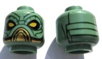 LEGO part Minifigure, Head Alien with SW Embo, Large Yellow Eyes, Black Lines on Back Pattern 3626pb0552