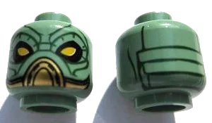 LEGO onderdeel Minifigure, Head Alien with SW Embo, Large Yellow Eyes, Black Lines on Back Pattern (3626pb0552)