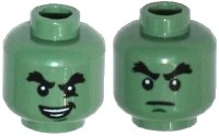 LEGO onderdeel Minifigure, Head Dual Sided Black Bushy Eyebrows, Chin Dimple, Evil Smile, Crease under Eye / Determined Pattern 3626pb1550