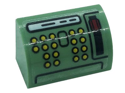 LEGO onderdeel Slope, Curved 1 x 2 with Buttons and Lever Pattern (Sticker) - Set 76388 (37352pb011)