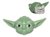 LEGO part Minifigure, Head, Modified SW Yoda Straight Ears with Large Eyes and Light Bluish Gray Hair Pattern 64804pb01