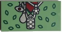 LEGO part Tile 2 x 4 with Dark Green Leaves, Dark Red Shirt, and Silver Necklaces Pattern (BrickHeadz Sybill Trelawney Torso) 87079pb1145