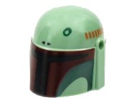 LEGO part Minifigure, Headgear Helmet with Holes, SW Mandalorian with Black and Dark Red Visor, Dark Green Cheek Indents and Circle Pattern 87610pb14