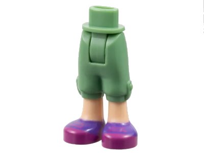 LEGO onderdeel Mini Doll Hips and Trousers Cropped with Light Nougat Legs and Dark Purple Shoes with Magenta Soles and Laces Pattern - Thick Hinge (92251c00pb08)