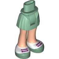 LEGO part Mini Doll Hips and Skirt, Light Nougat Legs and Sand Green and White Shoes with Laces Pattern - Thick Hinge 92252c00pb005