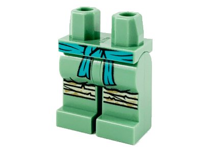 LEGO onderdeel Hips and Legs with Dark Turquoise Sash and Tan Knee Wrappings Pattern (970c00pb1162)