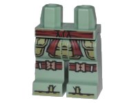 LEGO onderdeel Hips and Legs with Olive Green Armor, Dark Red Sash and Knee Straps with Copper Buckles and Olive Green Sandal Straps Pattern 970c00pb1171
