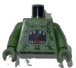 LEGO part Torso Atlantis Barracuda with Open Mouth and Seaweed Pattern / Sand Green Arms / Sand Green Hands 973pb0806c01