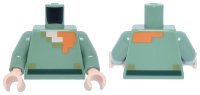 LEGO part Torso Pixelated Shirt with Olive Green Collar and Dark Green Belt, Light Nougat Neck, Orange Hair Pattern / Sand Green Arms / Light Nougat Hands 973pb2186c01