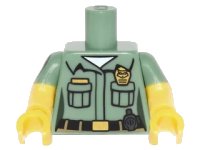 LEGO onderdeel Torso Female Shirt with 2 Pockets, Name Tag, Badge and Belt Pattern / Yellow Arms with Sand Green Short Sleeves and Patch Pattern / Yellow Hands 973pb2231c01