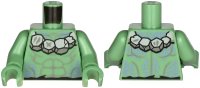 LEGO part Torso Bare Chest with Light Bluish Gray Muscles Outline, Stone Necklace and Sand Blue Spots Pattern / Sand Green Arms / Sand Green Hands 973pb3924c01