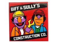 LEGO part Tile 6 x 6 with Bottom Tubes with 'BIFF & SULLY'S CONSTRUCTION CO.' Pattern (Sticker) - Set 21324 10202pb020