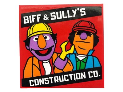 LEGO onderdeel Tile 6 x 6 with Bottom Tubes with 'BIFF & SULLY'S CONSTRUCTION CO.' Pattern (Sticker) - Set 21324 (10202pb020)
