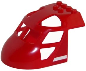 LEGO onderdeel Aircraft Fuselage Forward Top Curved 6 x 8 x 4 with White Line on Red Background Pattern on Both Sides (Stickers) - Set 60108 (11293pb006)
