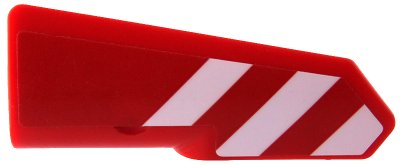 LEGO part Technic, Panel Fairing #22 Very Small Smooth, Side A with Red and White Danger Stripes Pattern (Sticker) - Set 42098 (11947pb083)