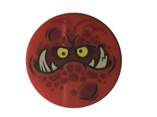 LEGO part Tile, Round 2 x 2 with Bottom Stud Holder with Globlin Face with Large Teeth Pattern (14769pb088)