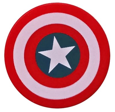 LEGO onderdeel Tile, Round 2 x 2 with Bottom Stud Holder with Captain America Star Pattern (14769pb173)