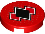 LEGO part Tile, Round 2 x 2 with Bottom Stud Holder with Black and Red Diamonds Pattern (14769pb193)