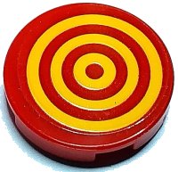 LEGO part Tile, Round 2 x 2 with Bottom Stud Holder with 3 Bright Light Orange Concentric Circles Target Pattern (Sticker) - Set 70429 14769pb647