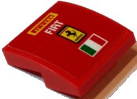 LEGO part Slope, Curved 2 x 2 x 2/3 with 'PIRELLI', 'FIAT', Ferrari Logo and Italian Flag Pattern (Sticker) - Set 75913 15068pb114