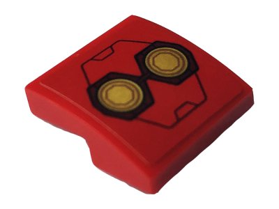 LEGO onderdeel Schuin, Gebogen 2 x 2 x 2/3 with Two Gold Rings and Iron Man Hulkbuster Armor Pattern (Sticker) - Set 76164 (15068pb282)