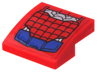 LEGO onderdeel Slope, Curved 2 x 2 x 2/3 with Blue and Silver Spider-Man Mech Leg Armor with Web Pattern (Sticker) - Set 76146 (15068pb285)