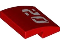 LEGO part Slope, Curved 2 x 2 x 2/3 with White '02' Pattern (15068pb533)