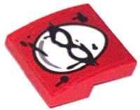 LEGO part Slope, Curved 2 x 2 x 2/3 with White Egg with Black Goggles and Paint Splotches Pattern (Sticker) - Set 60315 15068pb576