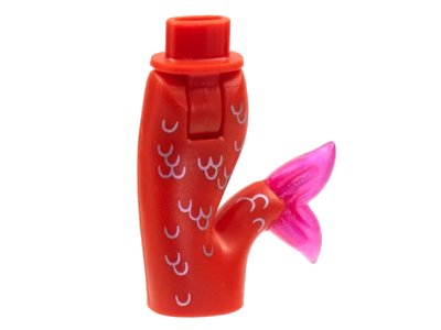 LEGO onderdeel Mini Doll Hips and Mermaid / Merman Tail Assembly with Molded Satin Trans-Dark Pink Caudal Fin and Printed Metallic Pink Scales Pattern (16529c00pb06)
