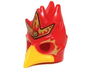 LEGO onderdeel Minifigure, Headgear Mask Bird (Phoenix) with Yellow Beak and Elaborate Gold Headpiece with Red Flames Pattern (16656pb02)