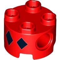 LEGO part Brick, Round 2 x 2 with Pin Holes with Black Diamonds Pattern 17485pb002