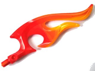 LEGO onderdeel Wave Rounded Curved Double with Axle End (Flame) with Marbled Bright Light Orange Pattern (18396pb01)