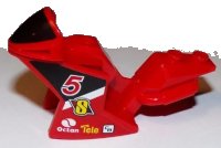 LEGO part Motorcycle Fairing, Racing (Sport) Bike with Black Windshield Pattern with Number 5 and Octan Logo Pattern on Both Sides (Stickers) - Set 60084 18895pb03