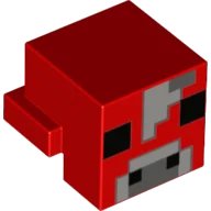 LEGO part Kreatur Kopf Pixeliert mit Schwarzen und Weißen Augen, Hellgrauer und Dunkelgrauer Nase und Stirn mit Hellgrauem Pixel zwischen Augen Muster (Minecraft Mooshroom) 19727pb008