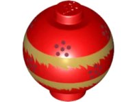 LEGO onderdeel Brick, Round 2 x 2 Sphere with Stud / Robot Body with Dragon Dance Pearl, Gold Fringe and Dark Red Dots Pattern 20953pb03