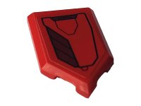 LEGO part Tuile, Modifiée 2 x 3 Pentagonale avec Motif Armure Iron Man Hulkbuster Rouge et Rouge Foncé Côté Droit du Modèle (Autocollant) - Ensemble 76164 22385pb197R