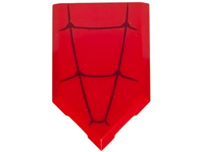 LEGO part Tile, Modified 2 x 3 Pentagonal with Dark Red Spider Web Pattern (22385pb349)