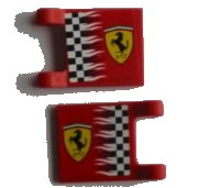 LEGO part Drapeau 2 x 2 Carré avec Logo Ferrari et Motif Damier sur les Deux Côtés (Autocollants) - Sets 8123 / 8375 / 8389 / 8672 2335pb014