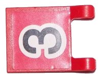 LEGO onderdeel Vlag 2 x 2 Vierkant met Zwart Nummer 3 op Rode Achtergrond Patroon (Sticker) - Sets 3420 / 3425 2335pb040