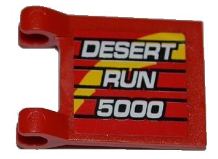 LEGO onderdeel Flag 2 x 2 Square with 'DESERT RUN 5000' Pattern on Both Sides (Stickers) - Set 8126 (2335pb084)