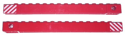 LEGO onderdeel Crane Arm Outside, Wide with End Notch with Red and White Danger Stripes Pattern on Both Sides (Stickers) - Set 4552 (2350bpb01)