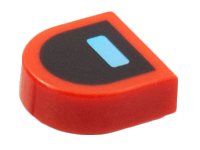 LEGO part Tile, Round 1 x 1 Half Circle Extended avec Bright Light Blue Rectangle on Black Background Pattern 24246pb037