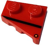 LEGO onderdeel Wig, Plaat 2 x 2 Links met Zwarte Streep en Oranje Stip (Richtingsindicator) Patroon 24299pb03